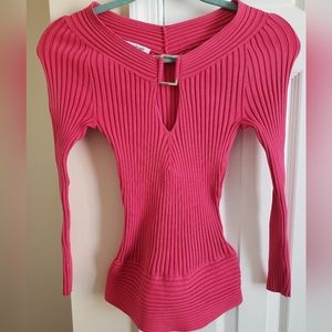 bebe pink 3/4 ribbed spandex top-M